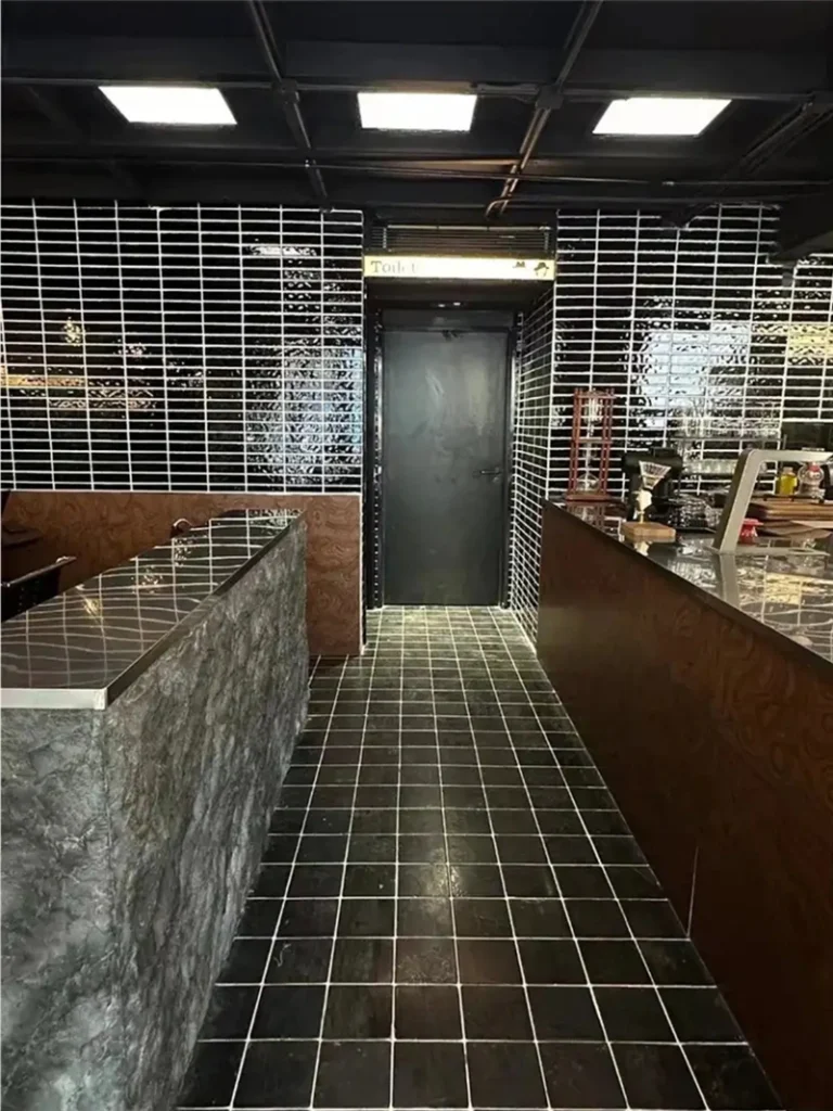 Black Limestone flooring tiles for commercial interior walkway application