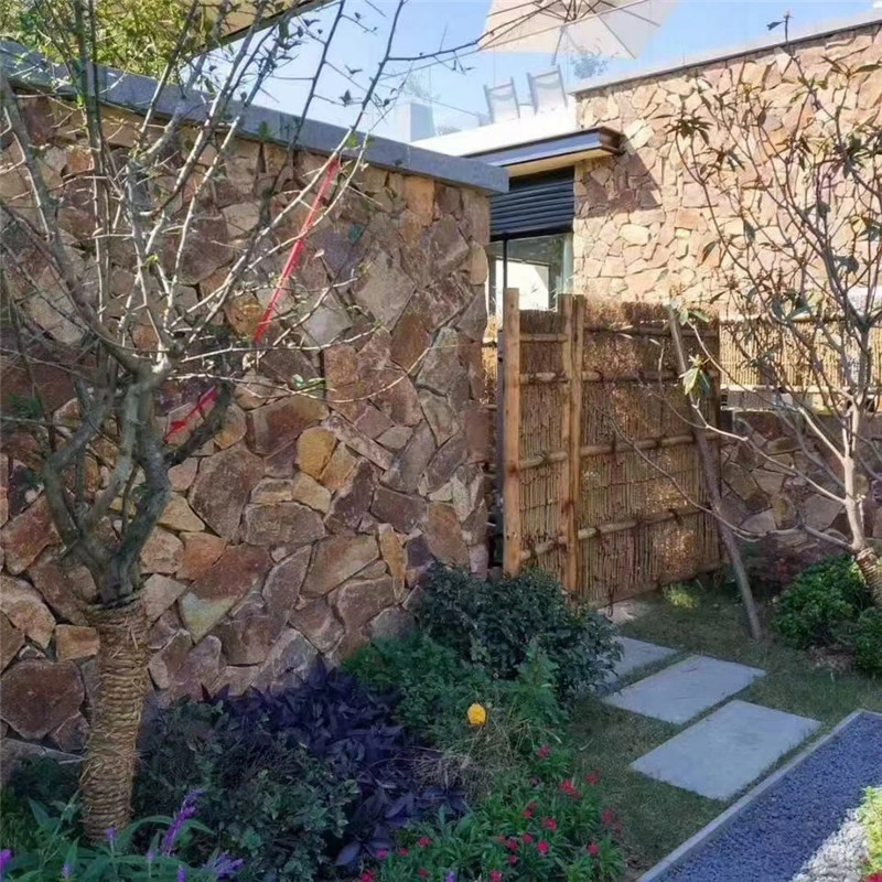 Rusty Yellow Crazy Paving Stone, natural irregular stone for building exterior entrance wall 