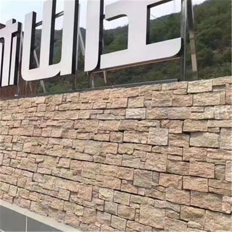 Natural Yellow Stacked Ledger Stone Cladding for Commercial Building Sign Exterior Feature Wall 