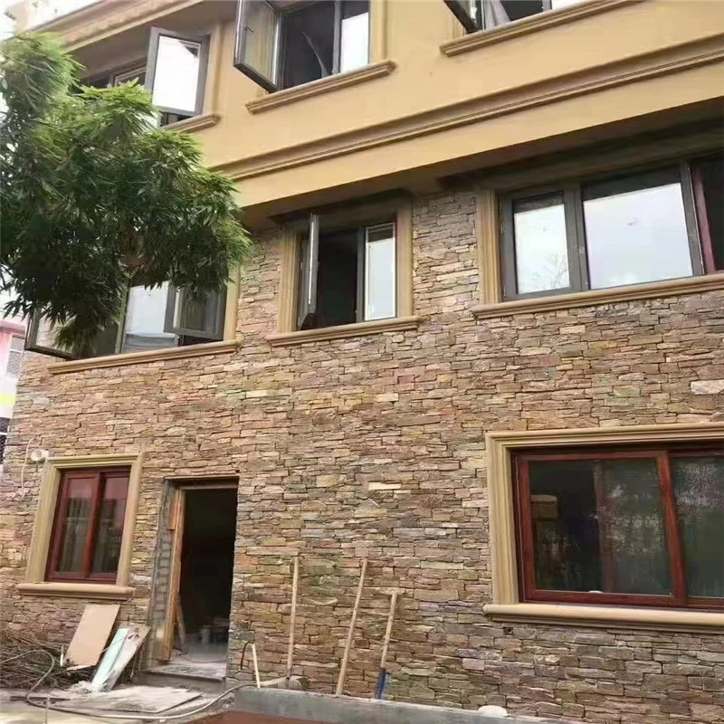 Multicolor rust slate stacked stone veneer cladding for residential house exterior facade