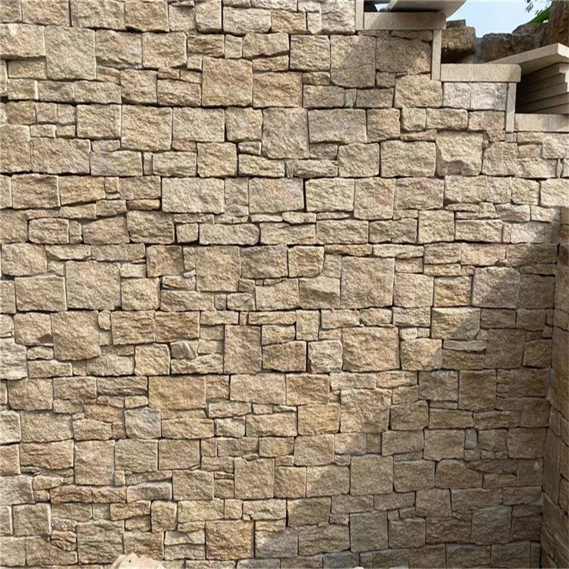 Natural Yellow Stacked Ledger Stone Exterior Wall Cladding for Luxury Villa Facades