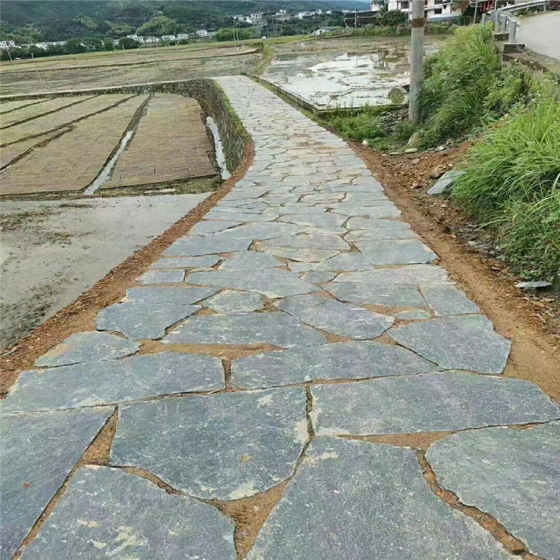 Natural green‑grey slate irregular paving for outdoor walkway