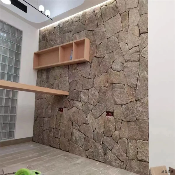 Yellow Beige Random Stone Wall Cladding