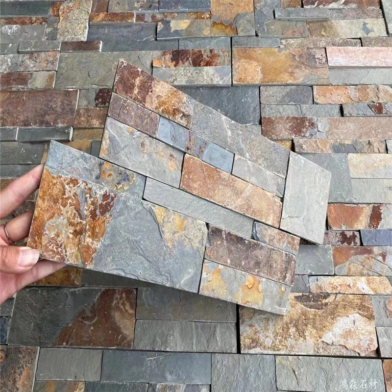 Hand-held Natural Tones Stacked Stone veneer sample with varied natural tones