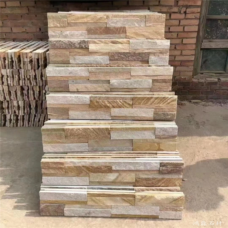Rustic Mixed Tone Stacked Stone Panels for Landscape Boundary Wall Cladding