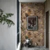Rusty yellow crazy paving stone cladding, natural irregular stone texture for villa exterior wall facade
