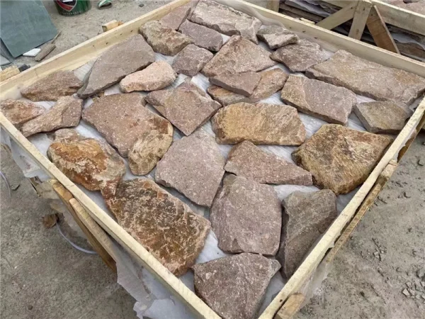 Rusty Yellow Crazy Paving Stone, Rustic Natural Stone for Wall Cladding & Ground Paving