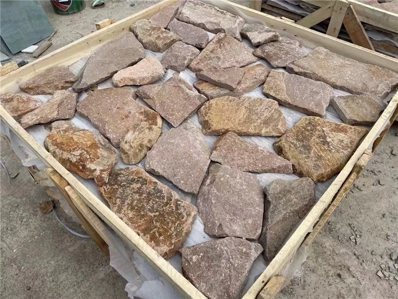Rusty Yellow Crazy Paving Stone, loose irregular natural stone for wall and patio projects