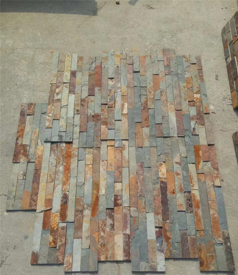 Multicolor Rust Slate Stacked Stone Veneer raw slate veneer panel close‑up view