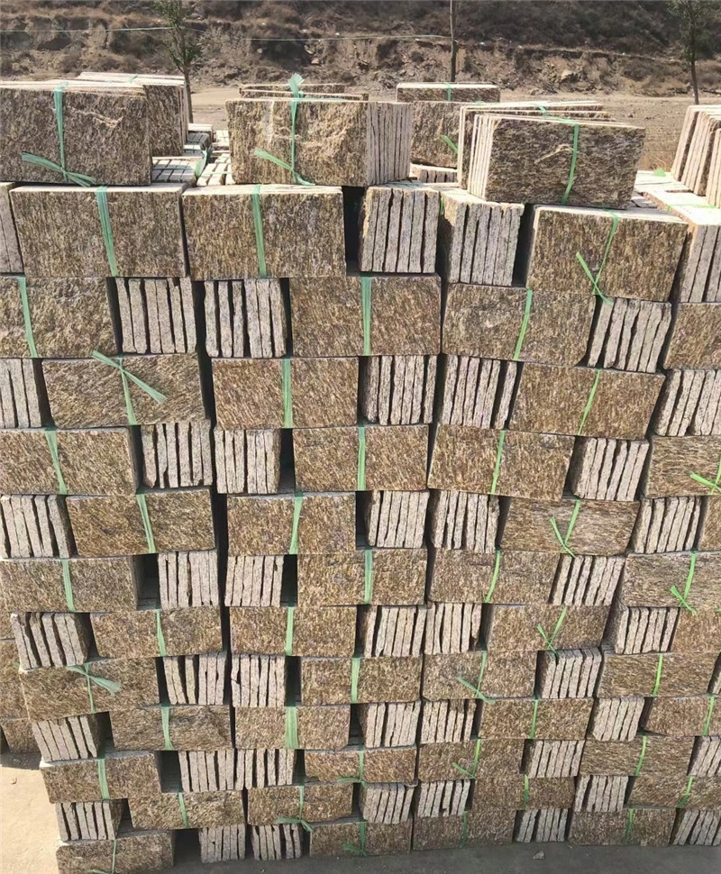 Golden yellow mushroom stone packed on wooden pallets for export