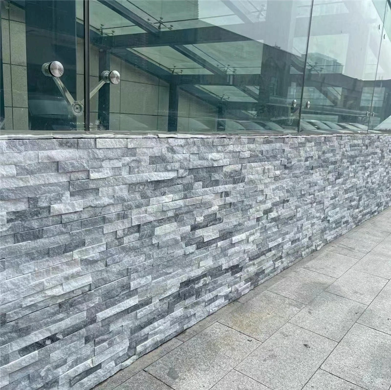 rey cloud quartzite ledger stone cladding for modern commercial building exterior wall