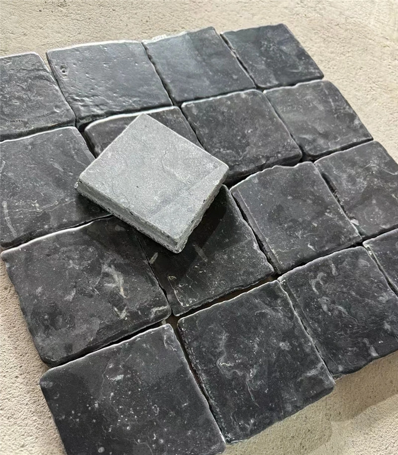 Bulk Black Limestone flooring tiles natural stone slabs