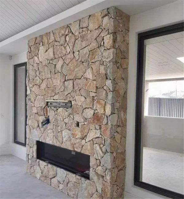 Yellow Crazy Paving Wall Stone | Natural Stone Interior Feature Wall Cladding