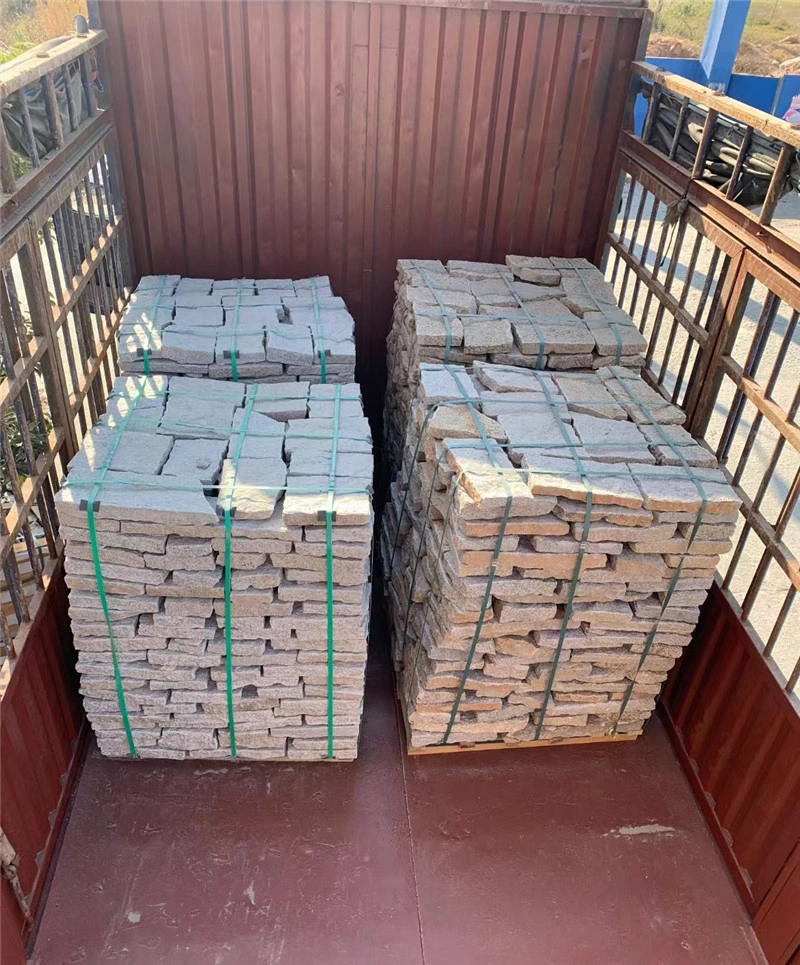 Yellow Rust Crazy Paving Slate bundled cargo loaded in container wholesale export natural stone stock