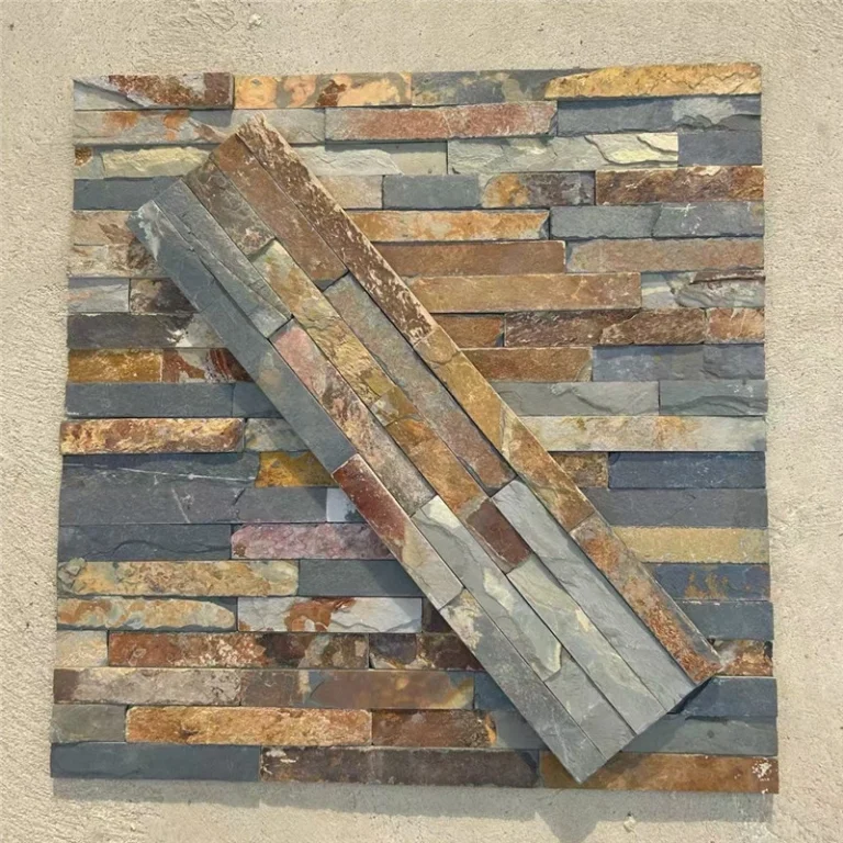 Multicolor Rust Slate Stacked Stone Veneer natural slate wall cladding with grey, brown and rust tones