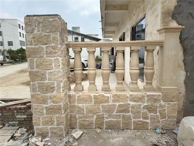 beige limestone ledger stone for exterior balustrade and pillar wall cladding