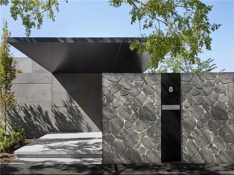 crazy paving stone for villa landscape modern house entrance boundary wall