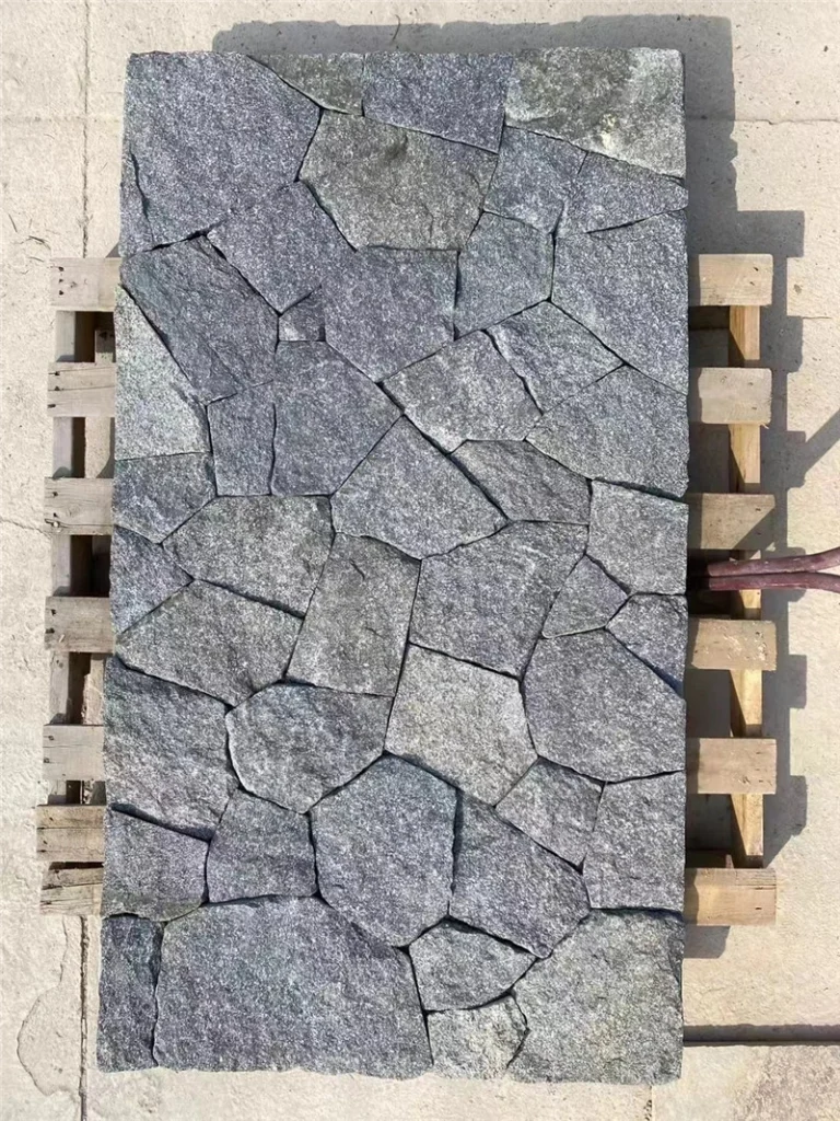 Black crazy paving stone for villa facade, loose natural stone packing for export wholesale