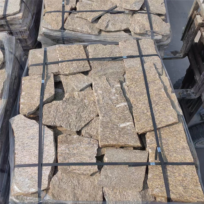 Natural Yellow Beige Random Loose Flagstone for Exterior Walls, Garden Walls & Villa Facades