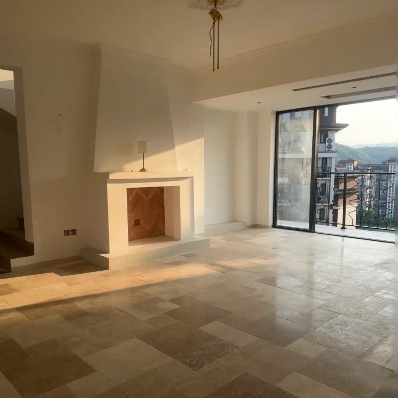 Walnut Brown Limestone French Pattern Tumbled Tile living room flooring
