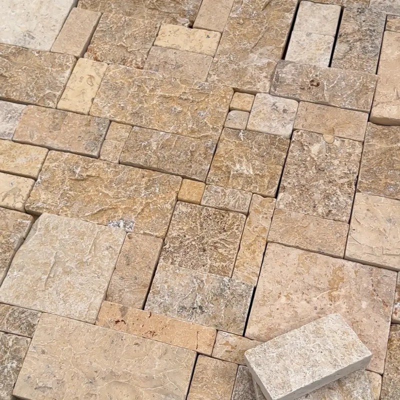 bulk beige limestone ledger‑stone loose split face panels stock