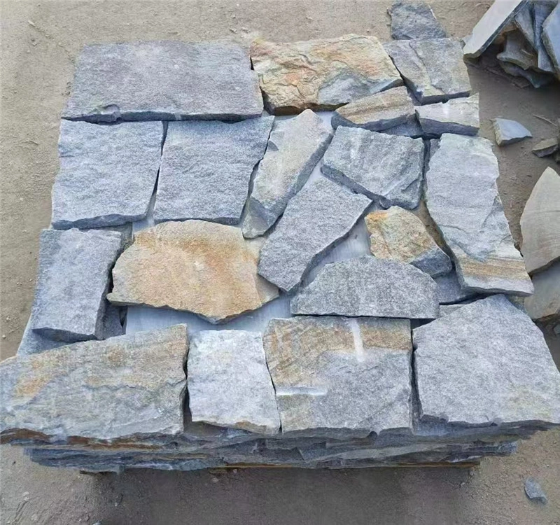 Crazy Paving Multi Grey Natural Split Slate with Natural Rust Mineral Patches for Outdoor Wall Cladding