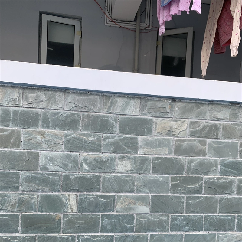 Green slate mushroom‑faced stone for garden boundary wall cladding