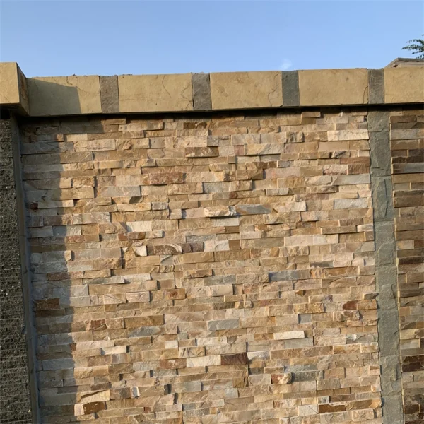 Yellow Wood‑Vein Ledger Stone Wall Cladding for Interior & Exterior Walls