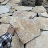 Yellow Rust Crazy Paving Slate | Natural Random Split Face Stone for Villa Exterior Wall & Garden Fence Cladding