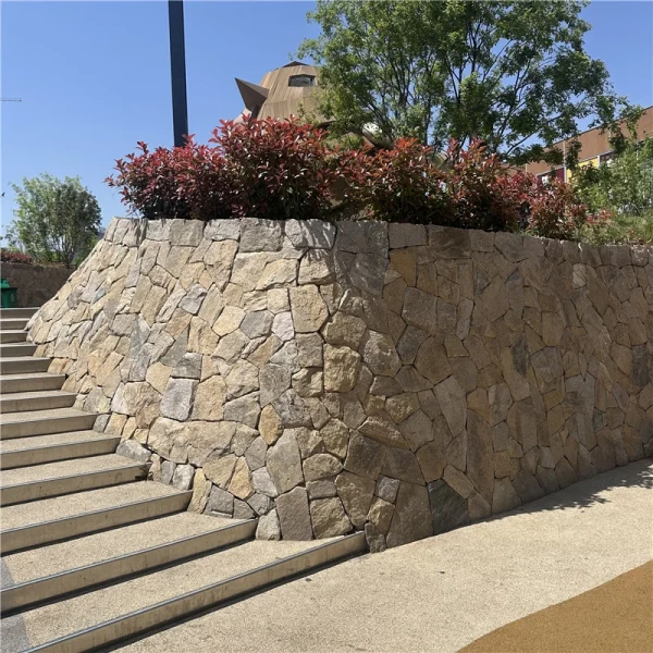 Yellow Beige Random Stone Wall Cladding