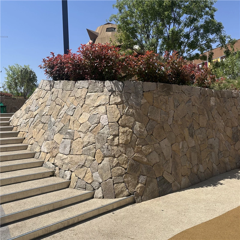 Natural Yellow Beige Random Loose Flagstone Wall Cladding for Garden Retaining Walls