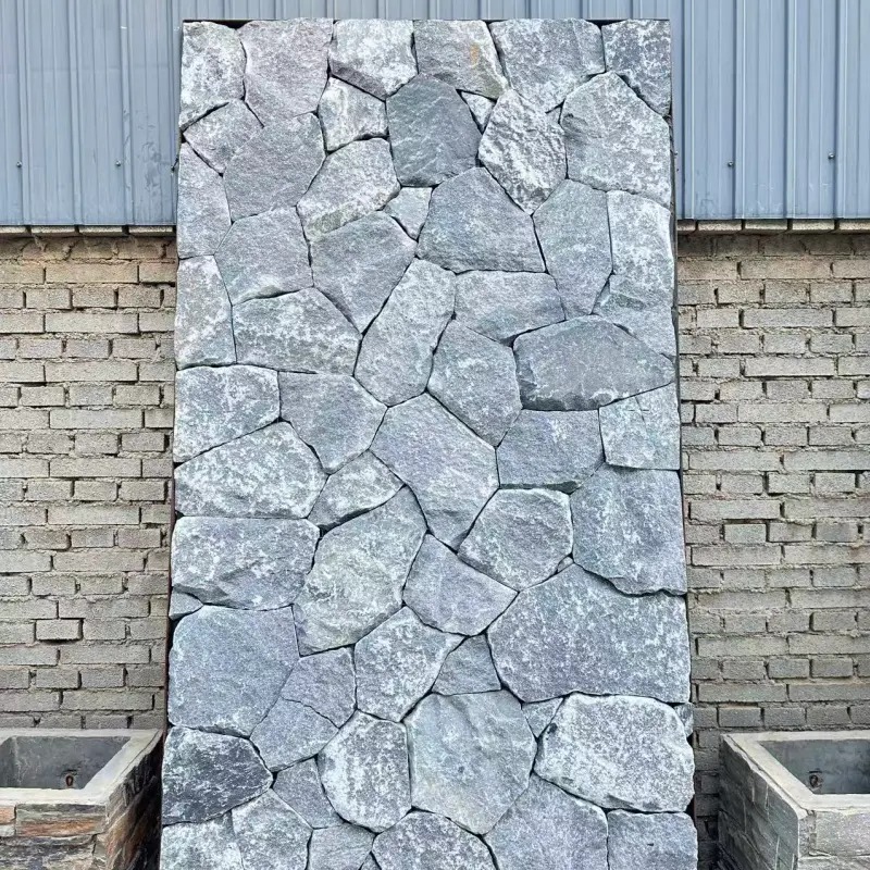 Light Grey Crazy Paving Stone exterior wall decoration for villa building