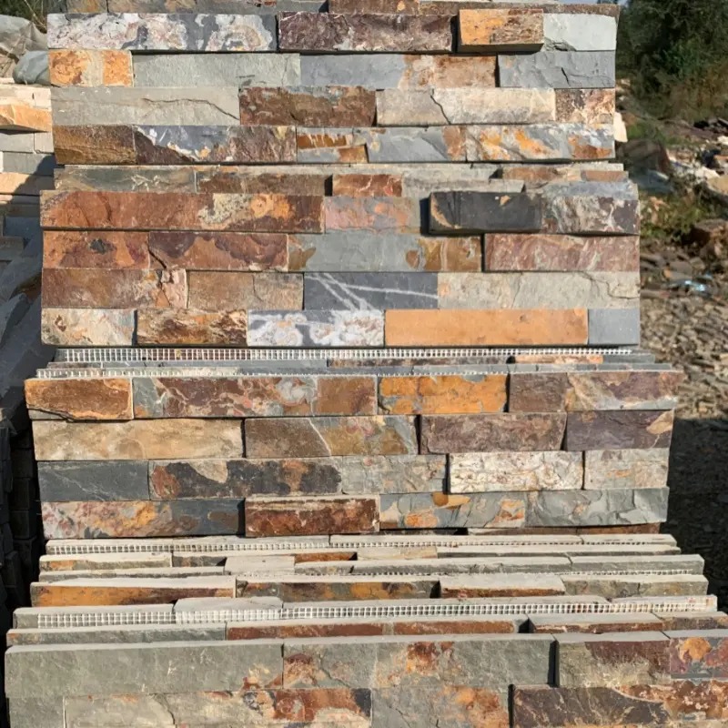 Natural Tones Stacked Stone used on an outdoor garden boundary wall