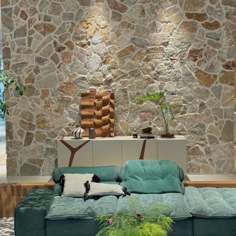 Yellow wall stone for TV feature wall interior project
