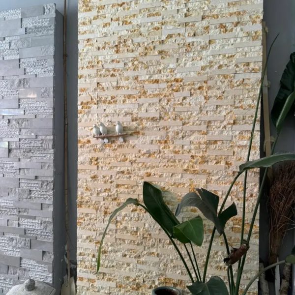 Yellow Wood‑Vein Ledger Stone Wall Cladding for Interior & Exterior Walls