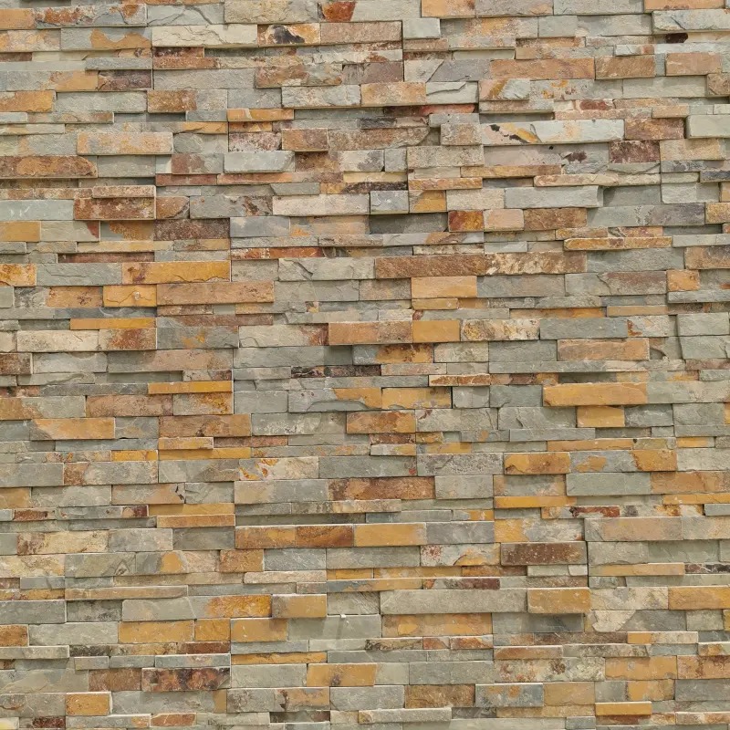 Natural Tones Stacked Stone used on a living room accent wall