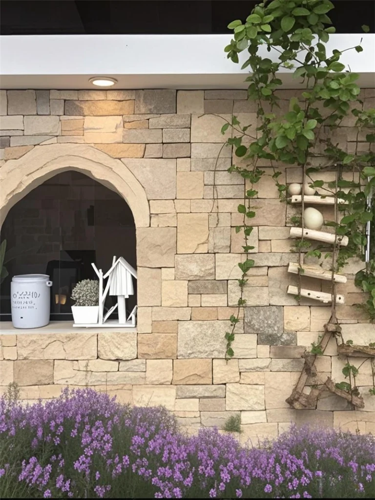 Yellow Beige Limestone Stacked Stone for Guesthouse Interior Wall