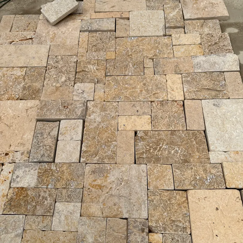 Yellow Beige Limestone Stacked Stone for Hospitality Wall Projects