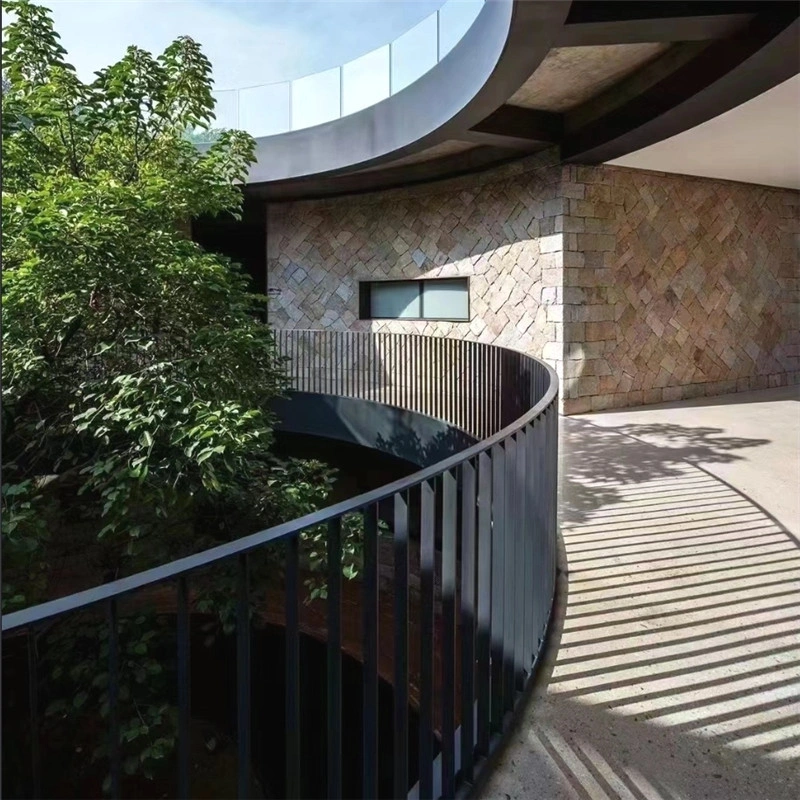 Rustic Yellow Crazy Paving Stone curved cladding wall for modern building exterior