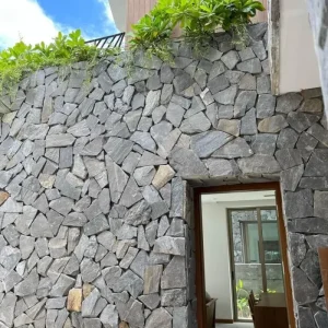 Grey crazy paving stone for villas, irregular entrance wall cladding