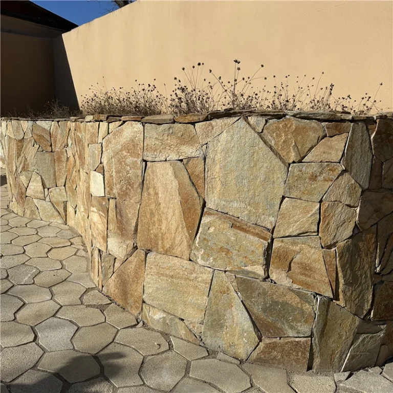 Yellow Wood Grain Wall Stone for outdoor garden retaining wall cladding