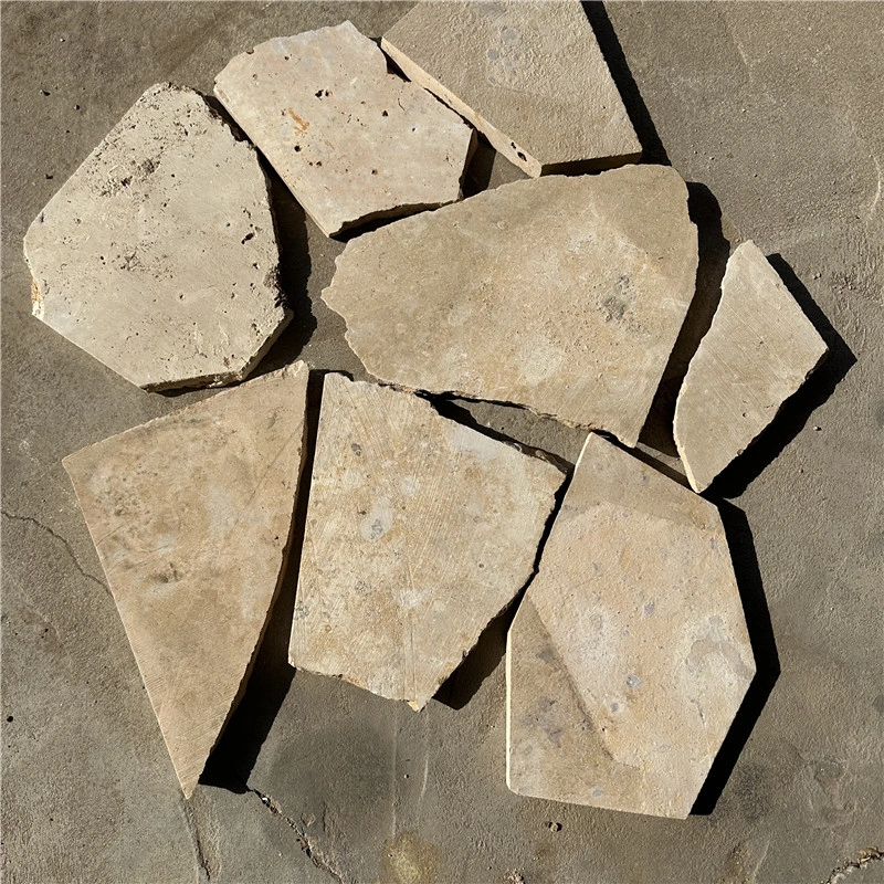 Yellow Limestone Crazy Paving raw stone stock for FCL export natural limestone crazy paving material