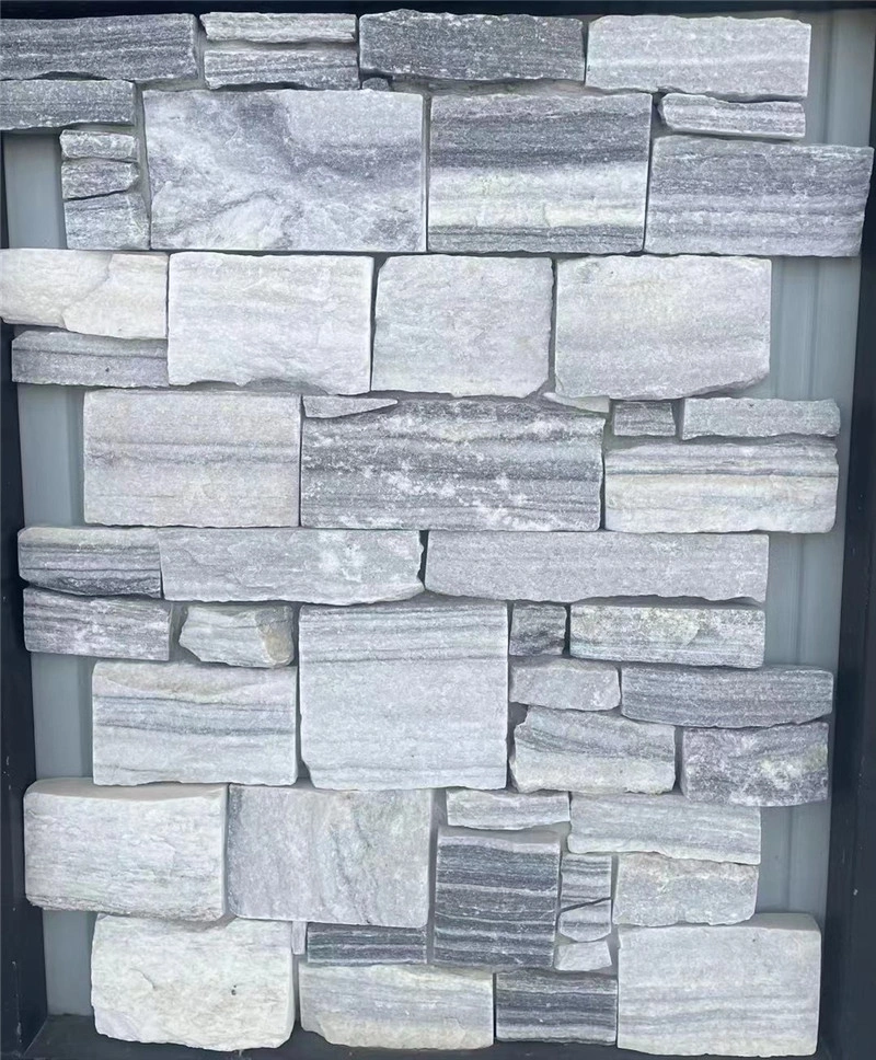 Natural grey slate ledger panel stacked stone veneer close‑up