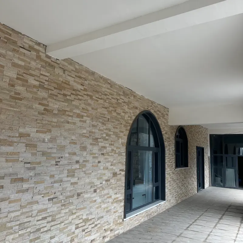 Yellow Wood Vein Wall Stone for Corridor Exterior Wall Cladding