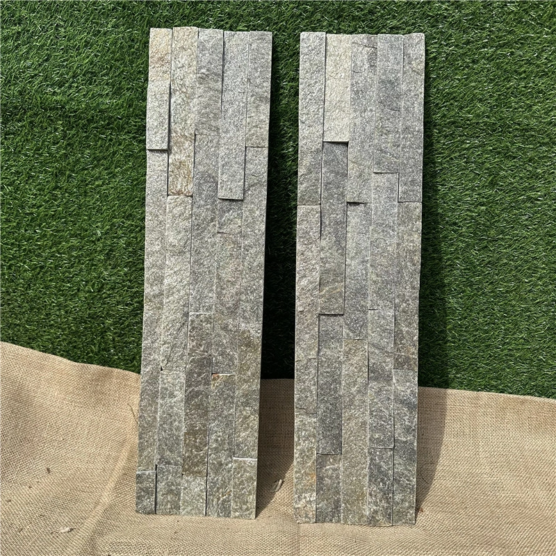 Green Quartzite Ledger Stone sample panels for natural stone wall design