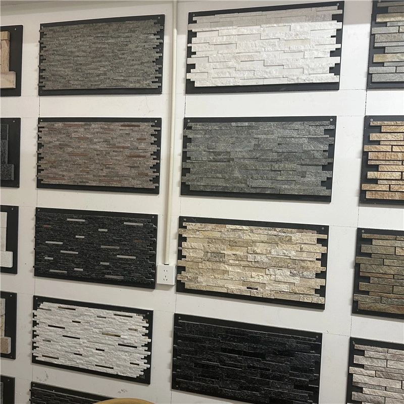 Green Quartzite Feature Wall Stone Veneer Among Natural Stone Sample Displays