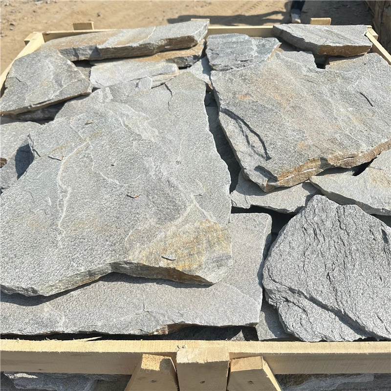 Grey Green Irregular Flagstone, raw irregular slate stock with natural split surface