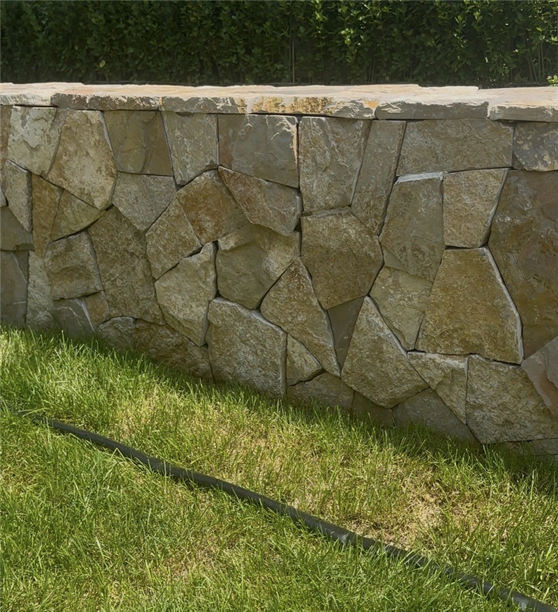 Golden Rust Random Fieldstone garden low retaining wall, natural fieldstone landscaping