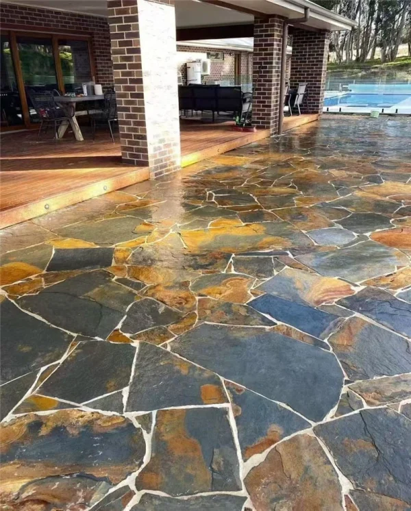 Rusty Slate Crazy Paving – Natural Irregular Stone for Outdoor Patios & Garden Paths