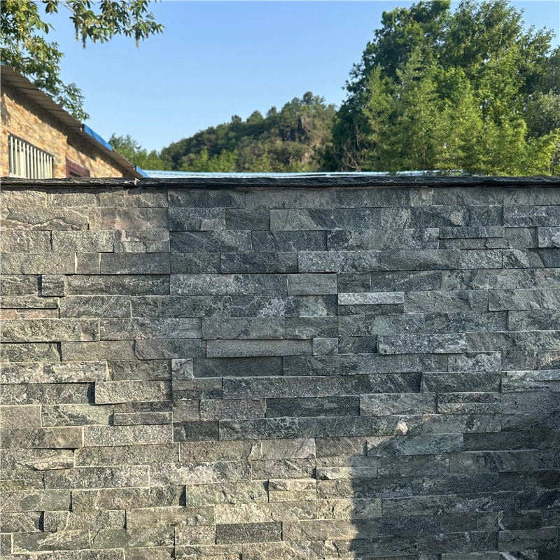 Green Quartzite Ledger Stone exterior retaining wall with natural stone texture